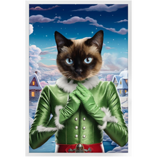 Load image into Gallery viewer, SNOWFLAKE - Christmas elf Inspired Custom Pet Portrait Framed Satin Paper Print