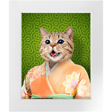 Load image into Gallery viewer, Orenjisan - Japanese Geisha & Kimono Inspired Custom Pet Portrait Framed Satin Paper Print