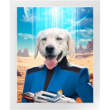 Load image into Gallery viewer, BONE CRUSHER - BEAMING DOWN - Star Trek Inspired Custom Pet Portrait Framed Satin Paper Print