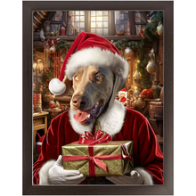 Load image into Gallery viewer, PANTA PAWS - Christmas, Santa & Elf Inspired Custom Pet Portrait Framed Satin Paper Print
