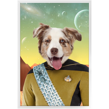 Load image into Gallery viewer, LIEUTENANT WOOF - Star Trek Inspired Custom Pet Portrait Framed Satin Paper Print