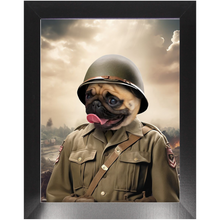 Load image into Gallery viewer, PRIVATE EARED - Military Inspired Custom Pet Portrait Framed Satin Paper Print