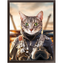 Load image into Gallery viewer, TOP FUN - Air Force Fighter Pilot Inspired Custom Pet Portrait Framed Satin Paper Print