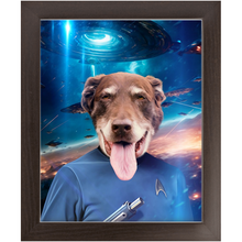 Load image into Gallery viewer, MISTER SPOOK IN SPACE - Star Trek Inspired Custom Pet Portrait Framed Satin Paper Print