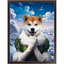 Load image into Gallery viewer, SNOWBALL - Christmas elf Inspired Custom Pet Portrait Framed Satin Paper Print
