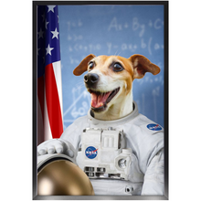 Load image into Gallery viewer, Astrofun - NASA Astronaut Inspired Custom Pet Portrait Framed Satin Paper Print