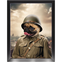 Load image into Gallery viewer, PRIVATE EARED - Military Inspired Custom Pet Portrait Framed Satin Paper Print