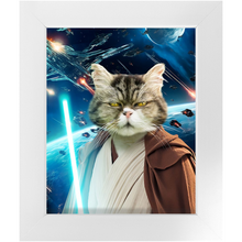 Load image into Gallery viewer, OBI HAVE IN SPACE - Jedi Obi Wan Kenobi & Star Wars Inspired Custom Pet Portrait Framed Satin Paper Print