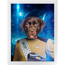 Load image into Gallery viewer, LIEUTENANT WOOF IN SPACE - Star Trek Inspired Custom Pet Portrait Framed Satin Paper Print