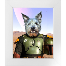 Load image into Gallery viewer, Bob & Fetch- Boba Fett & Star Wars Inspired Custom Pet Portrait Framed Satin Paper Print