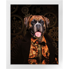 Load image into Gallery viewer, Like Clockwork - Steampunk, Victorian Era Inspired Custom Pet Portrait Framed Satin Paper Print