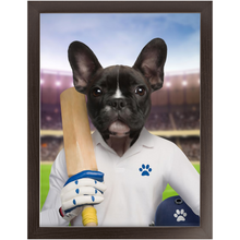 Load image into Gallery viewer, Howzat- Cricket Player & Sports Inspired Custom Pet Portrait Framed Satin Paper Print