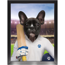 Load image into Gallery viewer, Howzat- Cricket Player & Sports Inspired Custom Pet Portrait Framed Satin Paper Print