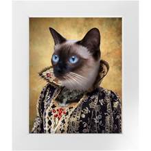 Load image into Gallery viewer, Countess Crows - Renaissance Inspired Custom Pet Portrait Framed Satin Paper Print
