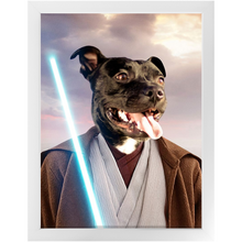 Load image into Gallery viewer, Obi Have - Jedi Obi Wan Kenobi & Star Wars Inspired Custom Pet Portrait Framed Satin Paper Print