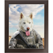 Load image into Gallery viewer, DESSERT STORM - Military Marine Inspired Custom Pet Portrait Framed Satin Paper Print