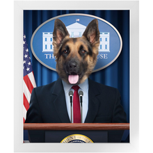Load image into Gallery viewer, Pawsential - Dog As President Custom Pet Portrait Framed Satin Paper Print