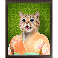 Load image into Gallery viewer, Orenjisan - Japanese Geisha & Kimono Inspired Custom Pet Portrait Framed Satin Paper Print