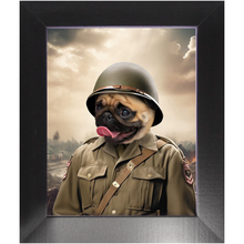 Load image into Gallery viewer, PRIVATE EARED - Military Inspired Custom Pet Portrait Framed Satin Paper Print