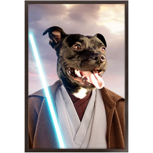 Load image into Gallery viewer, Obi Have - Jedi Obi Wan Kenobi & Star Wars Inspired Custom Pet Portrait Framed Satin Paper Print