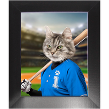 Load image into Gallery viewer, Hard Hitter - Baseball Player & Sports Inspired Custom Pet Portrait Framed Satin Paper Print