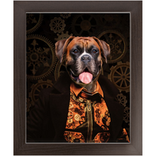 Load image into Gallery viewer, Like Clockwork - Steampunk, Victorian Era Inspired Custom Pet Portrait Framed Satin Paper Print