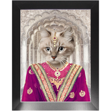 Load image into Gallery viewer, Devilicious - Royal Indian Princess Inspired Custom Pet Portrait Framed Satin Paper Print
