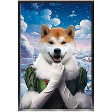 Load image into Gallery viewer, SNOWBALL - Christmas elf Inspired Custom Pet Portrait Framed Satin Paper Print