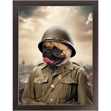 Load image into Gallery viewer, PRIVATE EARED - Military Inspired Custom Pet Portrait Framed Satin Paper Print