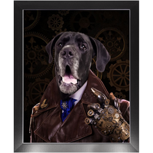 Load image into Gallery viewer, A Fist Of It - Steampunk, Victorian Era Inspired Custom Pet Portrait Framed Satin Paper Print