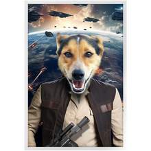 Load image into Gallery viewer, HAM SOSAGE IN SPACE - Hans Solo & Star Wars Inspired Custom Pet Portrait Framed Satin Paper Print