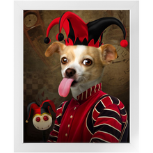 Load image into Gallery viewer, Jest Kidding - Jester, Clowns & Renaissance Inspired Custom Pet Portrait Framed Satin Paper Print