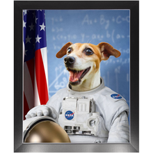 Load image into Gallery viewer, Astrofun - NASA Astronaut Inspired Custom Pet Portrait Framed Satin Paper Print