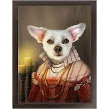 Load image into Gallery viewer, LADY LAVISH - Renaissance Inspired Custom Pet Portrait Framed Satin Paper Print