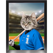 Load image into Gallery viewer, Hard Hitter - Baseball Player & Sports Inspired Custom Pet Portrait Framed Satin Paper Print