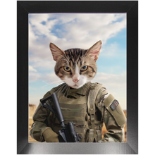 Load image into Gallery viewer, OPERATION FREEBONE - Military Marine Inspired Custom Pet Portrait Framed Satin Paper Print