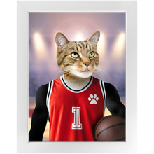 Load image into Gallery viewer, Hoopla- Basketball Player & Sports Inspired Custom Pet Portrait Framed Satin Paper Print