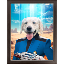 Load image into Gallery viewer, BONE CRUSHER - BEAMING DOWN - Star Trek Inspired Custom Pet Portrait Framed Satin Paper Print
