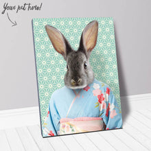Load image into Gallery viewer, Aozora - Japanese Geisha & Kimono Inspired Custom Pet Portrait Canvas