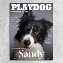 Load image into Gallery viewer, Playdog Magazine Cover Featuring a Dog with imaginary article titles- Personalized Gift for Dog Owners