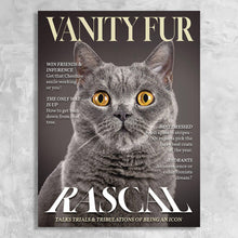 Load image into Gallery viewer, Vanity Fur Magazine Cover Featuring a Cat with imaginary article titles- Personalized Gift for Cat Owners