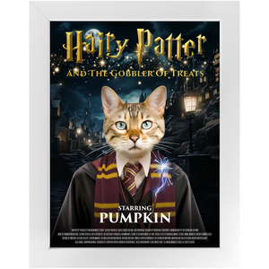 HAIRY PATTER Movie Poster - Harry Potter Inspired Custom Pet Portrait Framed Satin Paper Print