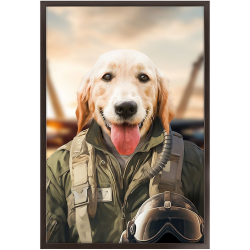 DANGER BONE - Air Force Fighter Pilot Inspired Custom Pet Portrait Framed Satin Paper Print