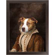 Load image into Gallery viewer, BARONESS OF BROWN - Renaissance Inspired Custom Pet Portrait Framed Satin Paper Print