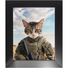 Load image into Gallery viewer, OPERATION FREEBONE - Military Marine Inspired Custom Pet Portrait Framed Satin Paper Print