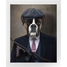 Load image into Gallery viewer, Big Jobs - Peaky Blinders &amp; Gangster Inspired Custom Pet Portrait Framed Satin Paper Print