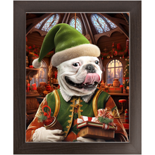 Load image into Gallery viewer, SANTA&#39;S LITTLE HELPER 2 - Christmas Elf Inspired Custom Pet Portrait Framed Satin Paper Print
