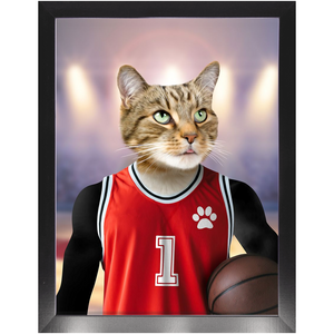 Hoopla- Basketball Player & Sports Inspired Custom Pet Portrait Framed Satin Paper Print