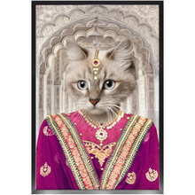 Load image into Gallery viewer, Devilicious - Royal Indian Princess Inspired Custom Pet Portrait Framed Satin Paper Print