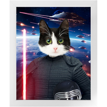 Load image into Gallery viewer, BARK LORD IN SPACE - Kylo Ren &amp; Star Wars Inspired Custom Pet Portrait Framed Satin Paper Print